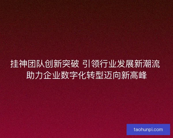 挂神团队创新突破 引领行业发展新潮流 助力企业数字化转型迈向新高峰