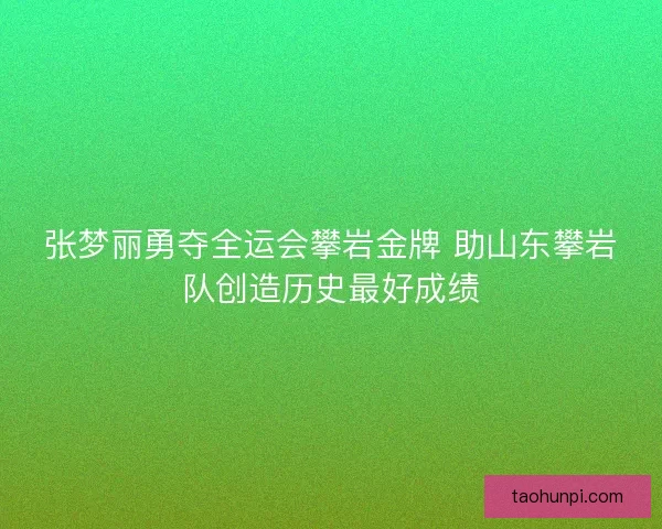 张梦丽勇夺全运会攀岩金牌 助山东攀岩队创造历史最好成绩