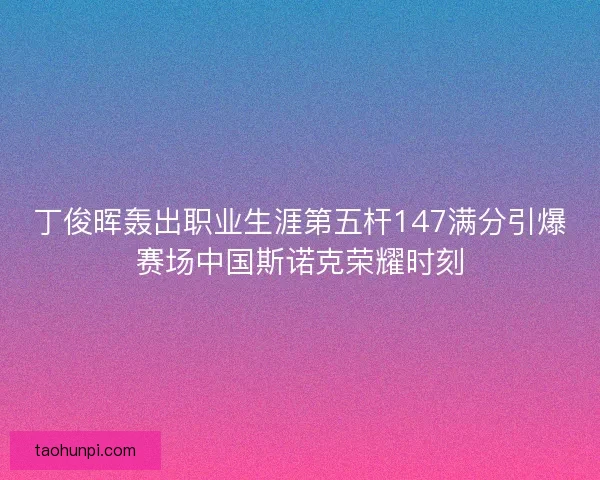丁俊晖轰出职业生涯第五杆147满分引爆赛场中国斯诺克荣耀时刻